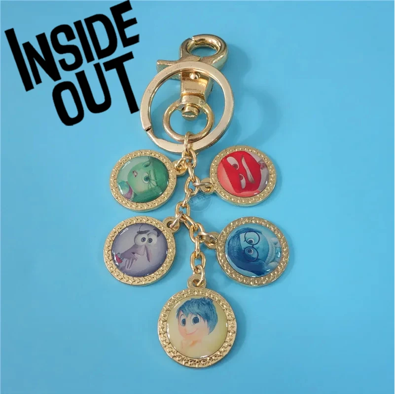 

Disney Inside Out 2 Key Strings Animation Film and Television Peripheral Gifts Metal Stickers Drop Glue Key Chain Wholesale