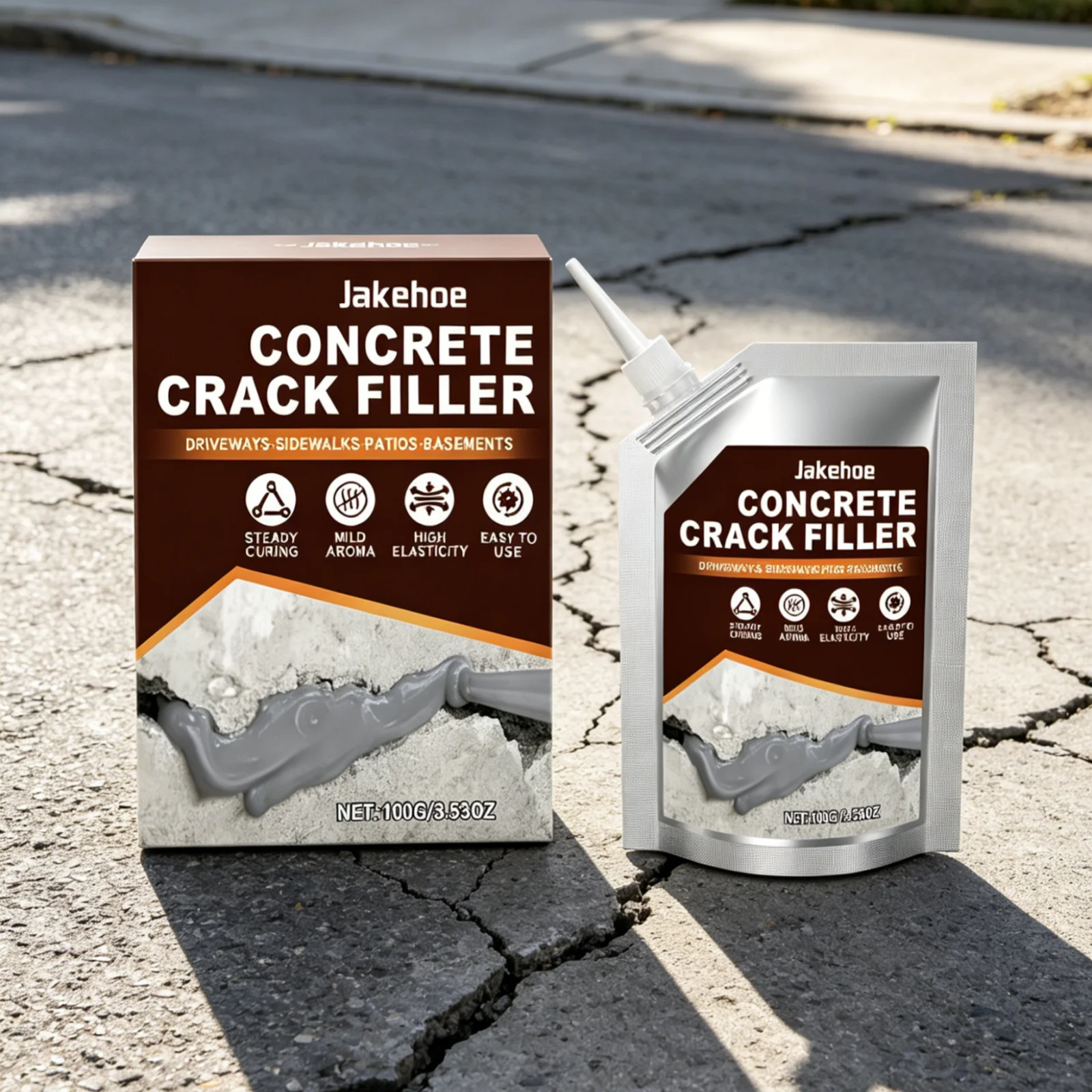 Jakehoe Concrete Crack Filler Reduce Water Vapor Penetration Waterproof Improve Concrete Surface Integrity Crack Filler Sealant