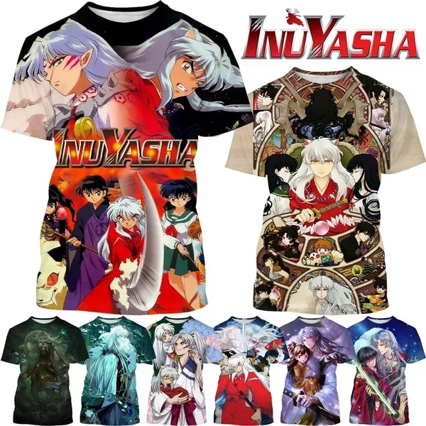 Summer Anime Inuyasha 3D Printing Personalized T-shirt Men and Women Japanese Harajuku Style Casual Round Neck Short-sleeved