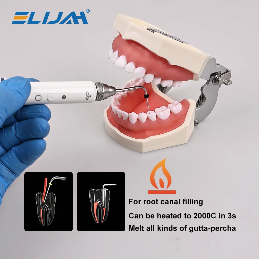 ELIJAH-Bolígrafo de obturación de gutapercha, odontología, 2 puntas, sistema de llenado de conducto radicular, herramienta de endodoncia Dental de calentamiento rápido de 3 segundos