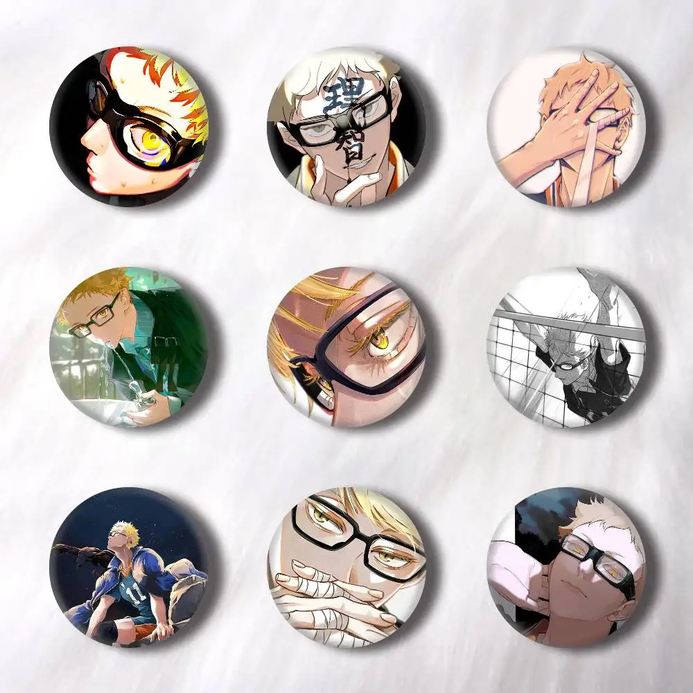 Cartoon Kei Tsukishima  Creative Round Button Badges Pin Brooch Backpack Jewelry Gift
