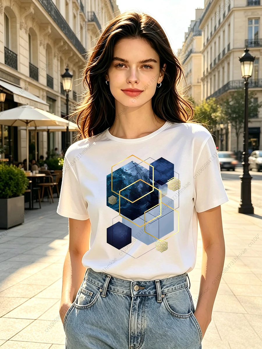 1Pcs Natural View Women Tshirts for Girls Funny Mountain Scenery Printing Short T Shirts for Woman T-shirts Lady Tops Tees
