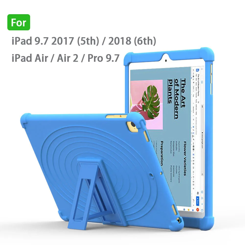 

For iPad Air / Air 2 case 9.7" Kids Shockproof Silicone Stand Tablets Cover For iPad 9.7 2017 2018 fundas For iPad 5th 6th capas