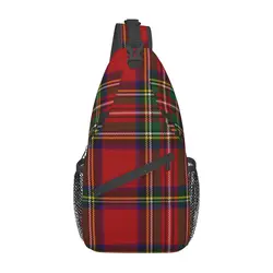 Scottish Stripes Pattern Crossbody Sling Bags Small Chest Bag Shoulder Backpack Daypack for Hiking Outdoor Cycling Bookbag