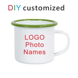 DIY 350ML Customized Enamel Mug with LOGO Photo Text Sublimation Print Creative Christmas Gifts