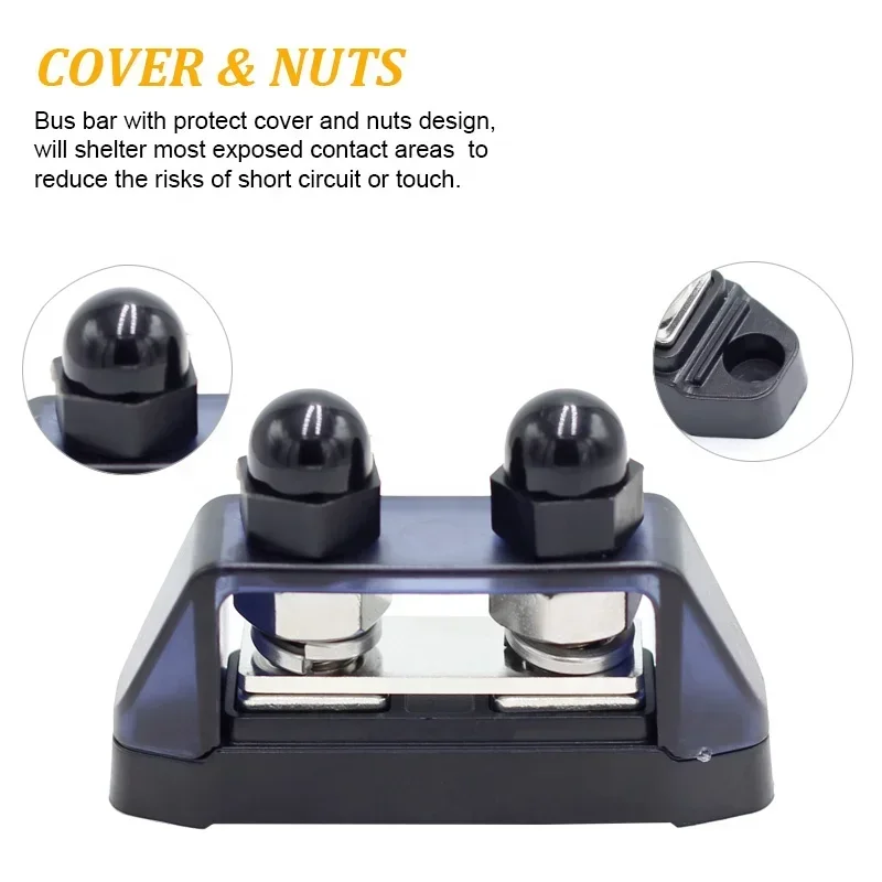 48V Bus Bar M 10  2 Way 200A  Car Audio Fused Distribution Block For Car Marine Boat