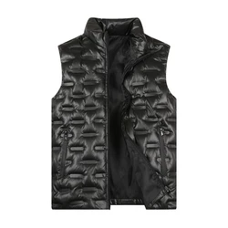 Trend Versatile Autumn And Winter Men's Solid Stand Collar Pockets Zipper High Street Casual Loose Sleeveless Down Coats Tops