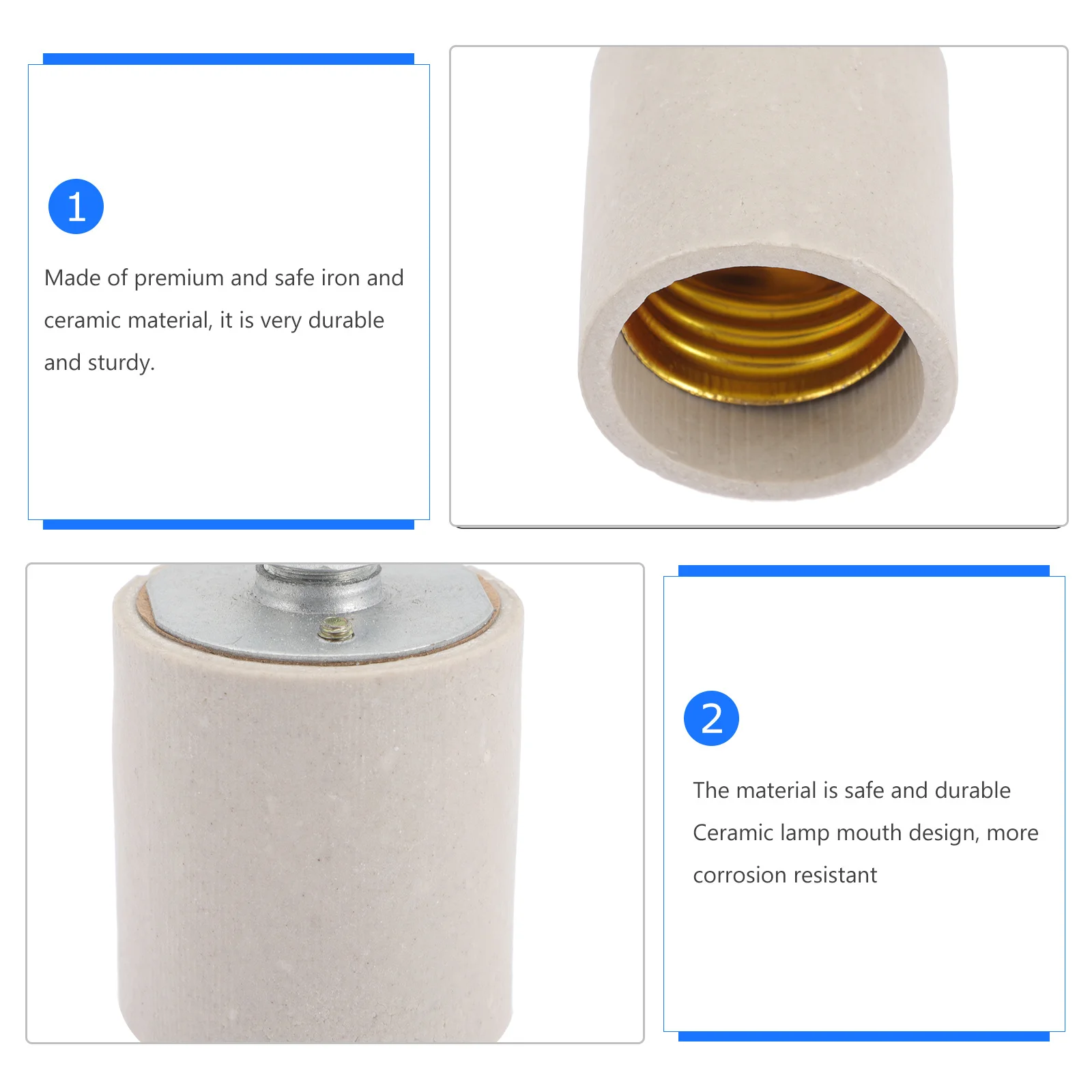 

4Pcs E27 Thread Lamp Holder Ceramic Screw Socket Easy Installation for Pendant Ceiling Light Fixtures E27 Thread Lamp Holder