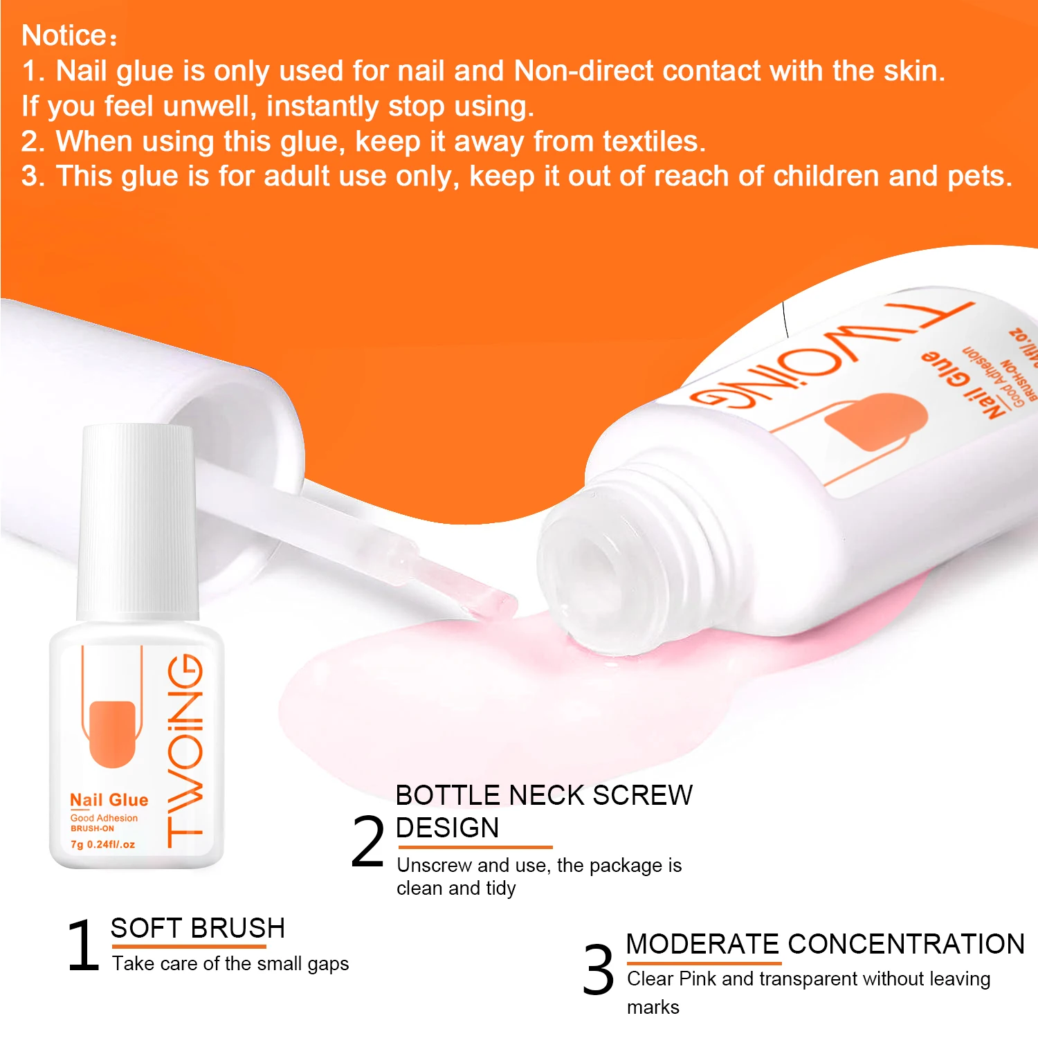 7g Super Strong Nail Glue For False Nail Tips, Acrylic Nails,Press On Nails,Fake Nails Art Decoration Lasting Adhesion