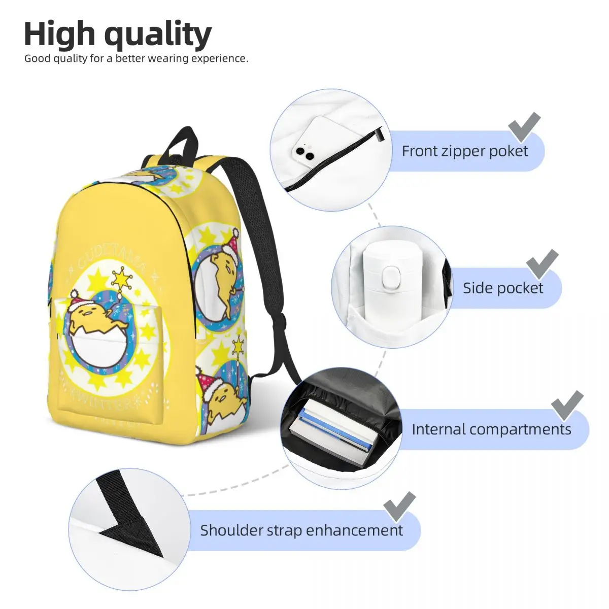 Gudetama Leuke Ei Cartoon Rugzak voor Jongen Meisje Kinderen Student School Boekentas Canvas Dagrugzak Kleuterschool Primaire Tas Reizen
