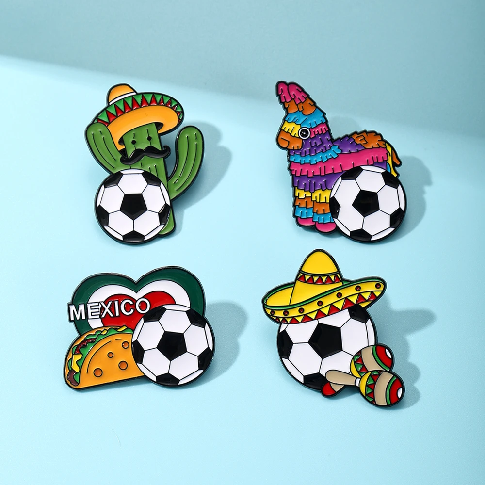 4 PCS Soccer Football Souvenirs As Gifts Trophy Metal Badges Spilla Brooches Pins Personalized Diy Trendy Decorative Accessories