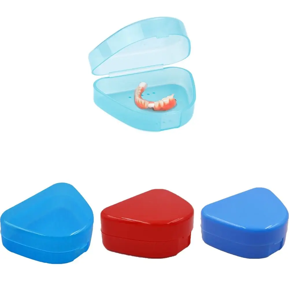 New Snap-fit Catch Artificial Tooth Organizer Keep Dry Solid Color False Teeth Storage Box Portable Denture Bath Box