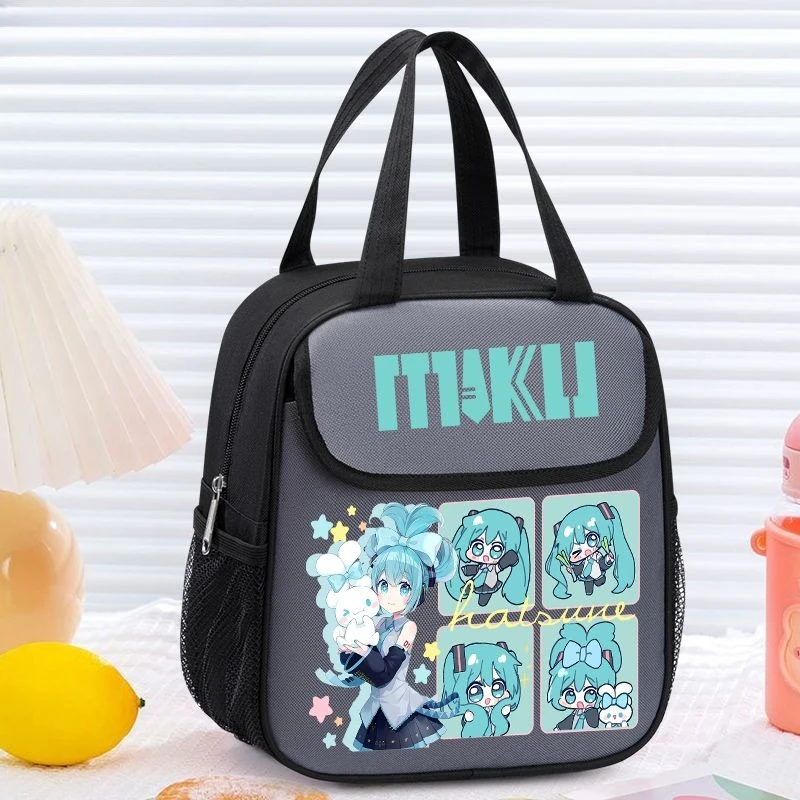 Nieuwe Hatsune Miku Lunchtas Creatieve Hoogwaardige Cartoon Gedrukt Student Grote Capaciteit Draagbare Verdikte Thermische Isolatie Tas