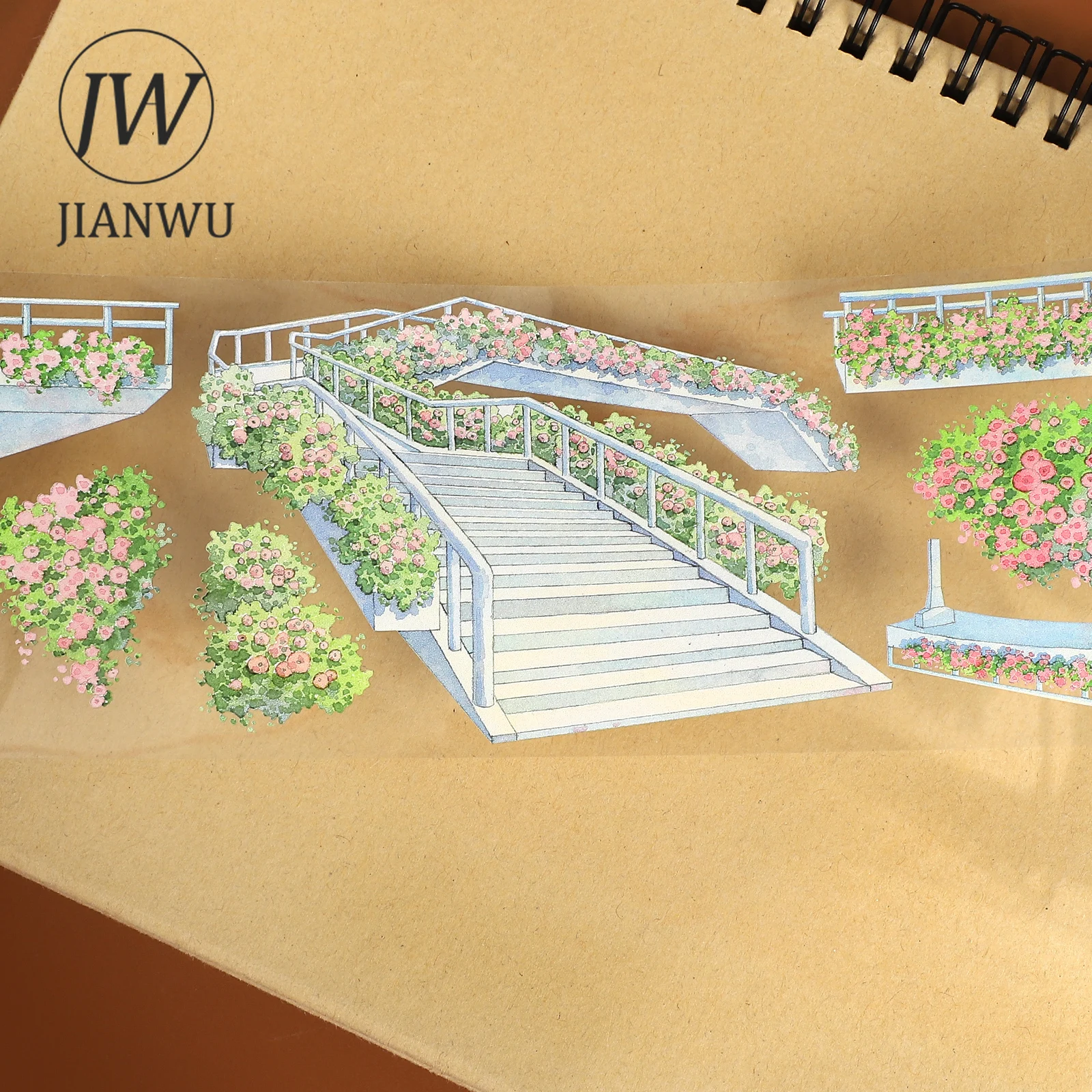 JIANWU 70 مللي متر * 500 سنتيمتر نبات عتيق زهرة جسر المشاة المواد كلية المشهد شريط PET الإبداعية لتقوم بها بنفسك مجلة القرطاسية
