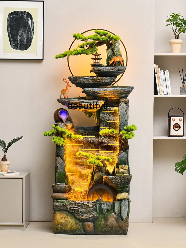 

Cy Flowing Water Ornaments Circulating Water Floor Fountain Living Room Water Curtain Wall Entrance Decoration Lucky Opening