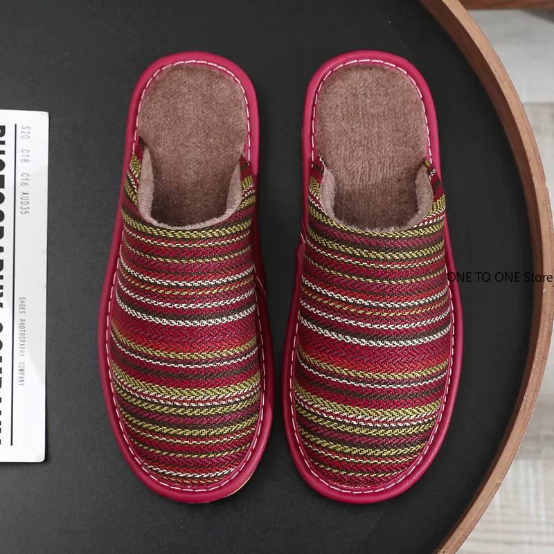 

Autumn winter home fabric warm cotton slippers thick bottom men's and women's home indoor non-slip soft bottom silent couple