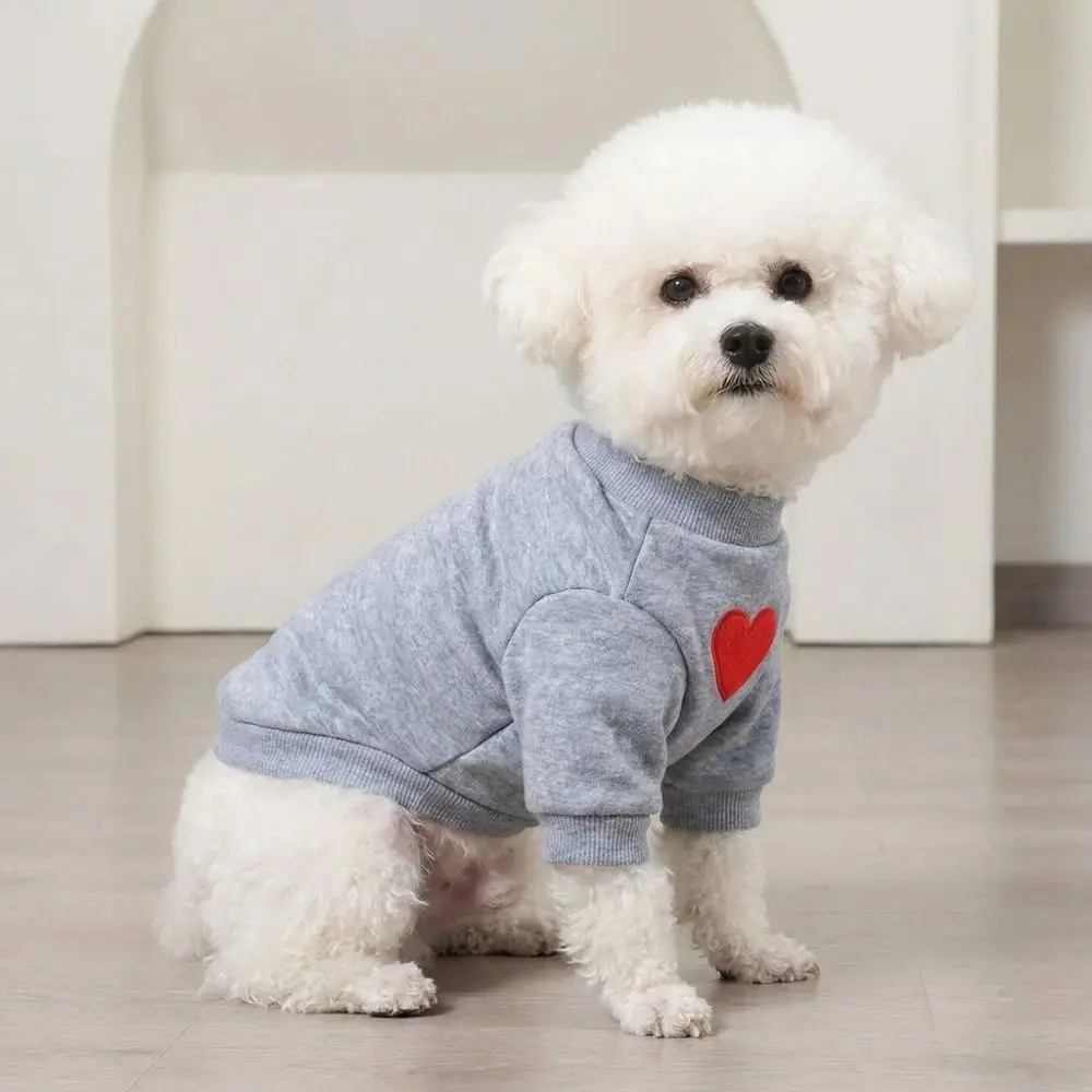 Sudadera con capucha para perro, diseño de amor, gruesa, cómoda y suave, ropa de dos patas para perro, jersey cálido para gato, para paseos al aire libre