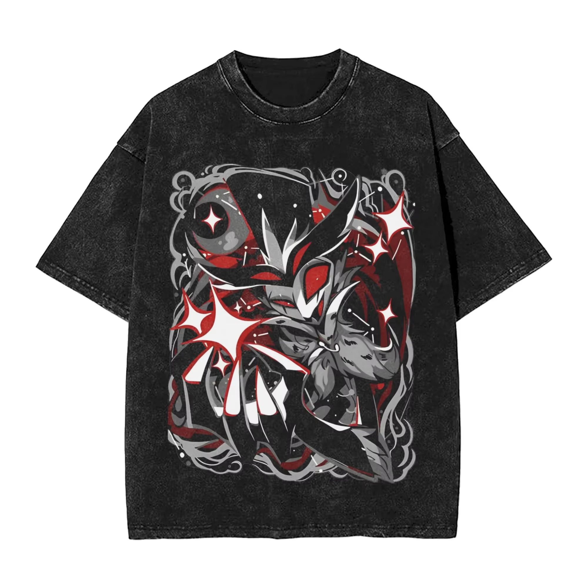 Helluva Loona Cartoon Print T Shirt Hip Hop Washed Cotton Oversized T-Shirt Impish Behavior Men Women Clothing Short Sleeve Tees