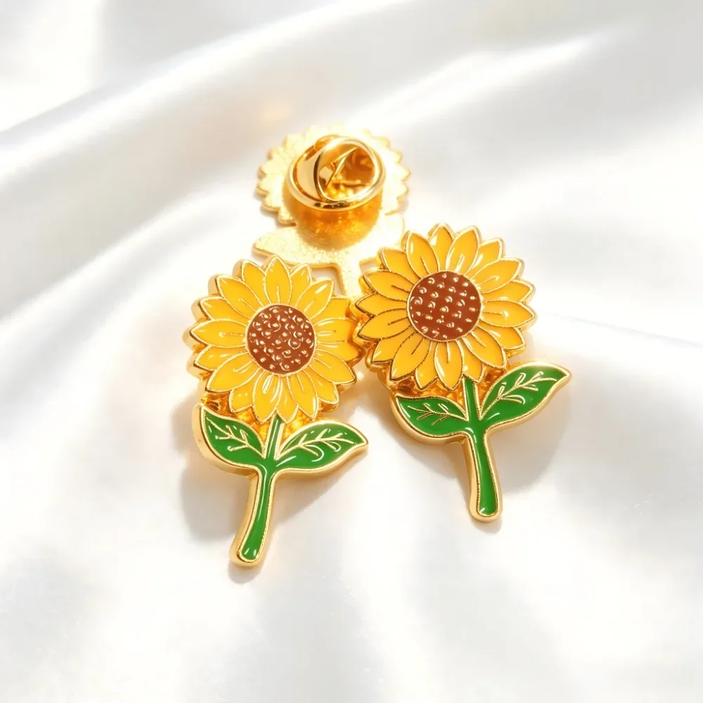 5-20 Pcs Creative Sunflower Enamel Alloy Brooch, Bright Yellow Floral Metal Badge Pin, Hat Jacket Backpack Decor Souvenir Gift