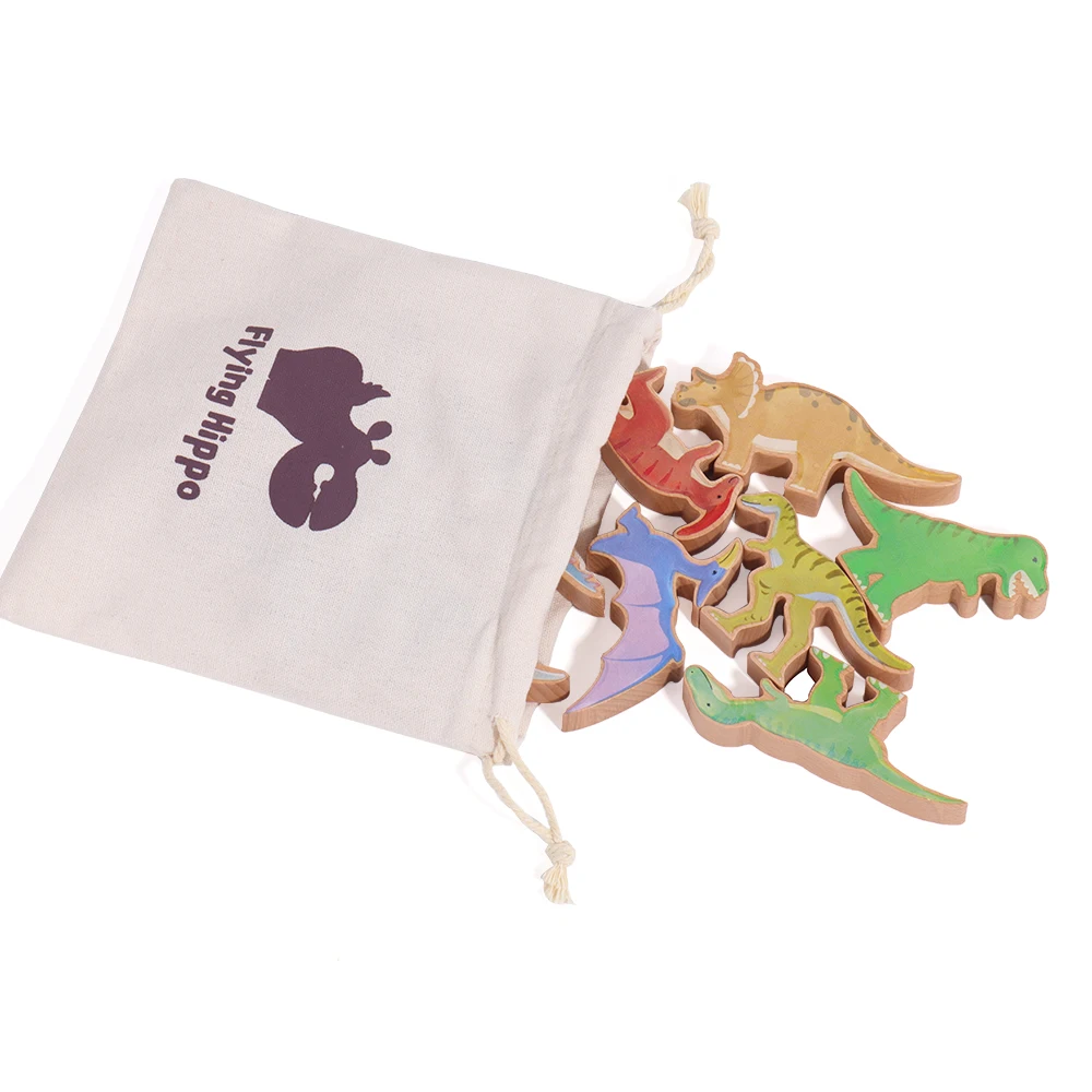 ألعاب مونتيسوري التعليمية ديناصور ألعاب مكعبات البناء الخشبية ألعاب مكعبات التوازن للأطفال للأطفال