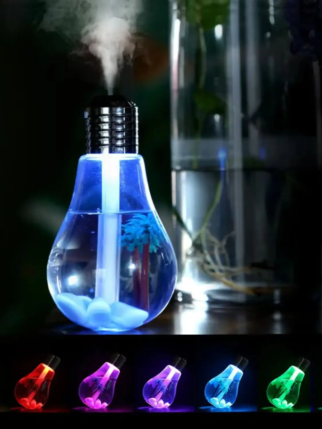 Cool Mist Humidifier Colorful Micro  Diffuser Bulb Air Humidifier With Usb Cable Mini Night Light Bulb Humidificador Smell