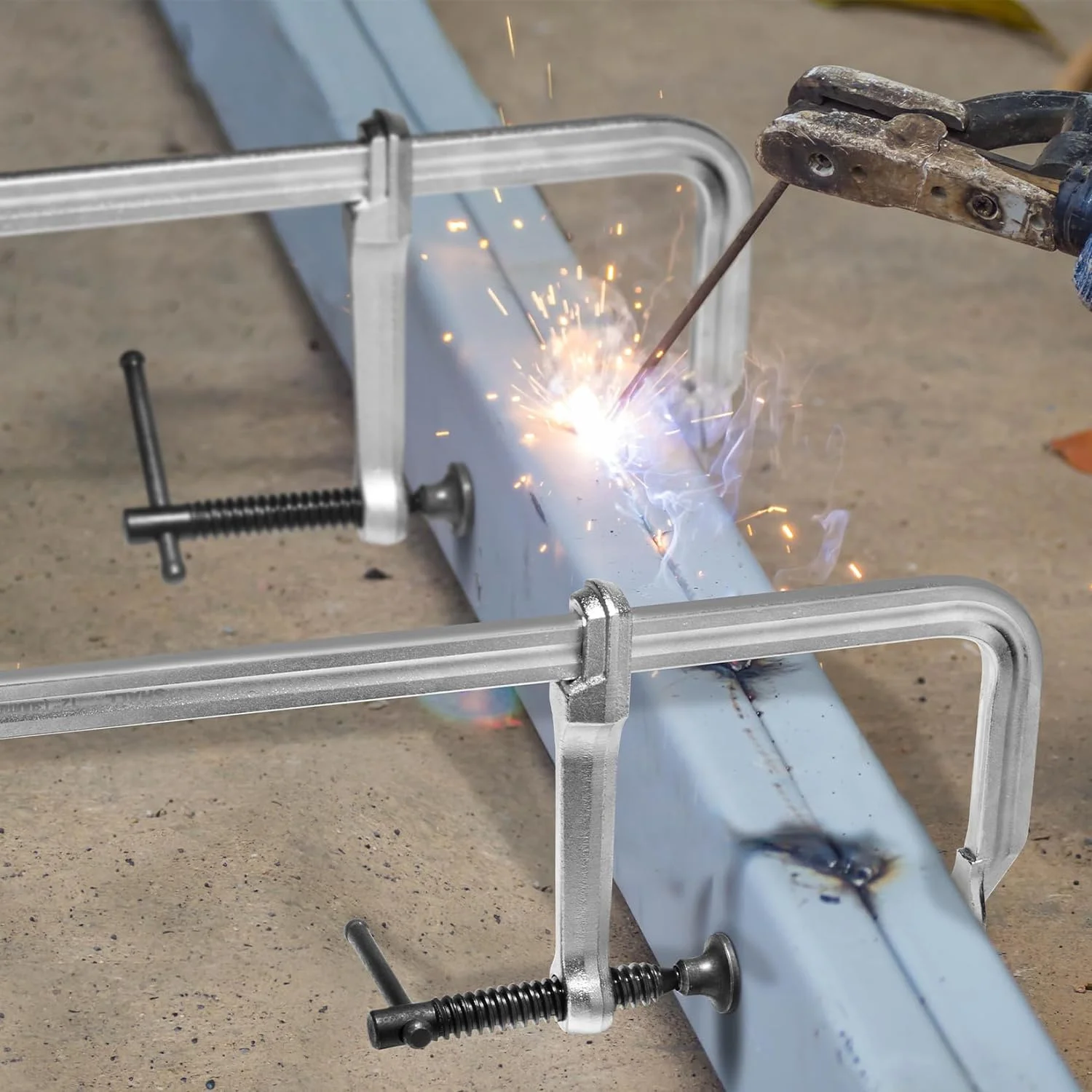 2pcs 경량 단조 강철 막대 클램프 F 클램프 160x60mm/300x60mm 용접 목공 금속 가공 DIY