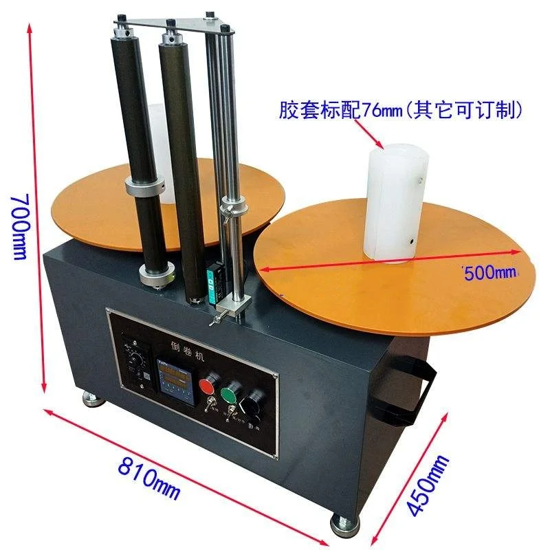 500mm 직경 디스크 라벨 카운터 리와인더 길이 계산 기능이 있는 릴 투 릴 라벨 리와인더 롤 투 롤 리와인더 기계