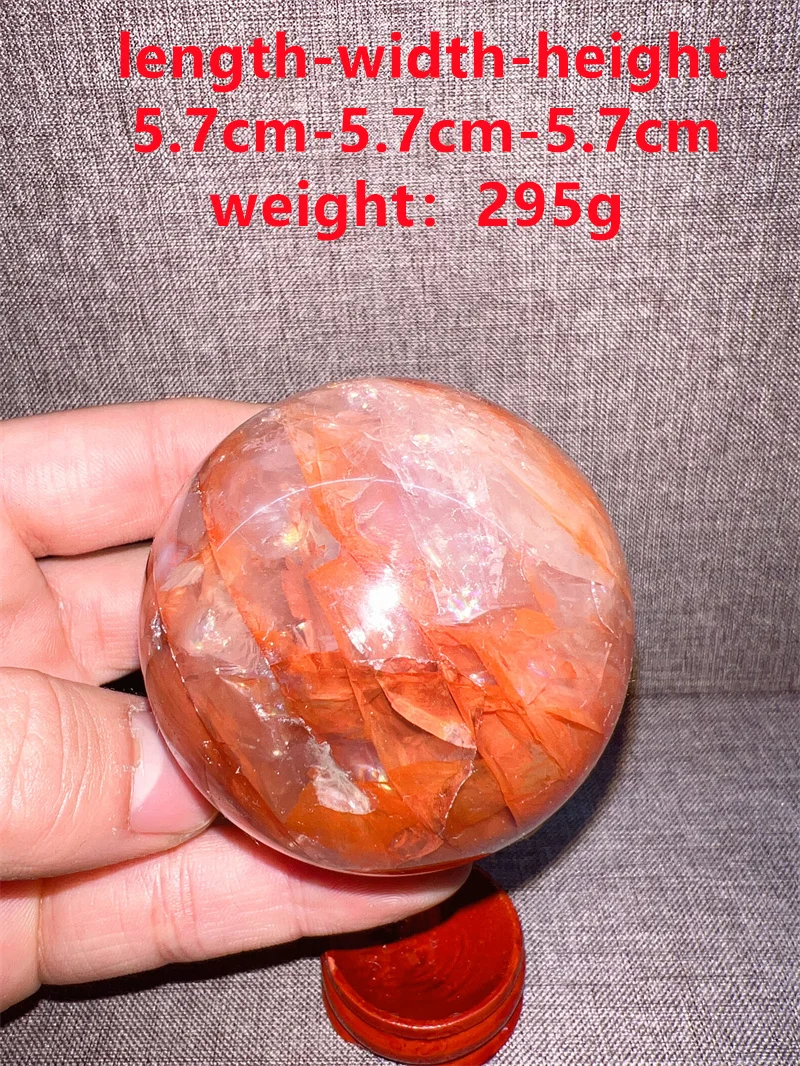 

Natural Fire Quartz Sphere Crystal Mineral Madagascar Healing Skull Wing Tower Palm Workmanship Ornament Baby Chip Heart