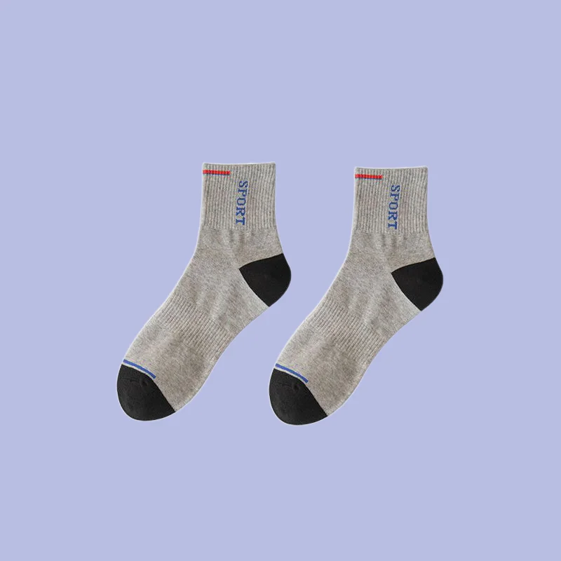 Calcetines deportivos de tubo medio para hombre, medias transpirables, absorbentes del sudor, de Color sólido, para las cuatro estaciones, 5/10 pares