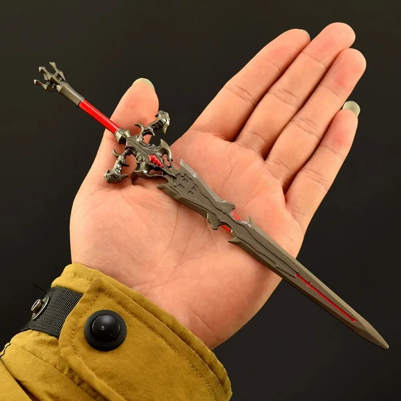 Arma de juego de fantasía de 22cm, espada de llama, modelo de aleación, periféricos de nube de Katana, espada samurái, Cosplay, regalos de cumpleaños, juguetes para niños