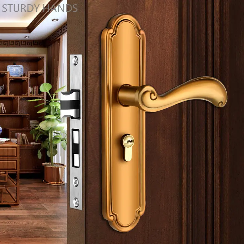 

European Stainless Steel Door Lock Bedroom Door Handle Lockset Silent Security Hardware Lock Home Door Knob with Lock and Key