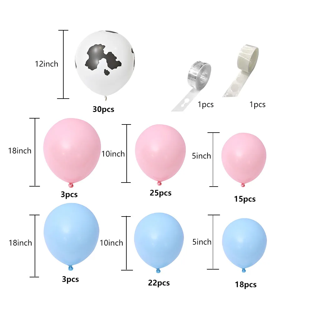 118pcs cow Balloon Garland Kit Marca Blue pink Cow Balloon Chain Birthday Party Backdrop Baby Shower Birthday Wedding Decoration