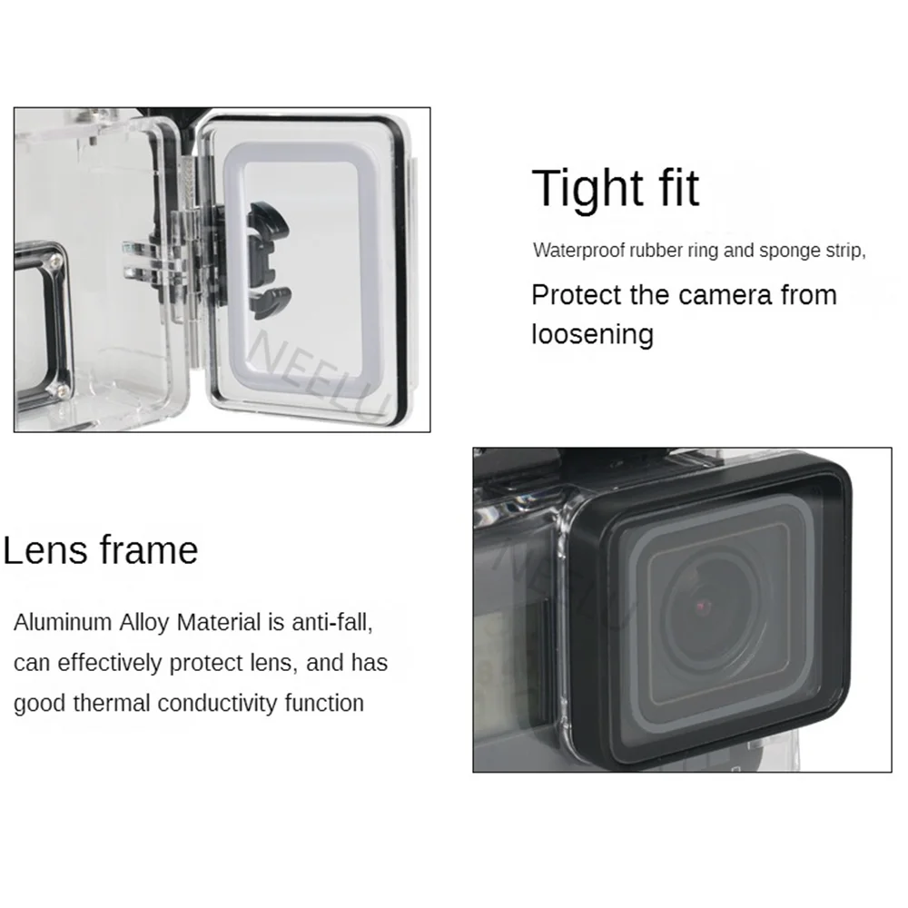 45m Underwater Waterproof Case for GoPro Hero 7 6 5 Black Diving Protective Housing Mount for Go Pro 7 6 5 Black Accessory