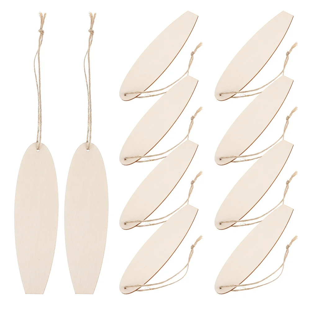 20Pcs Wooden Surfboard Hanging Ornaments DIY Beach Theme Decorations Coastal Unfinished Surfboard Cutouts for Farmhouse Home