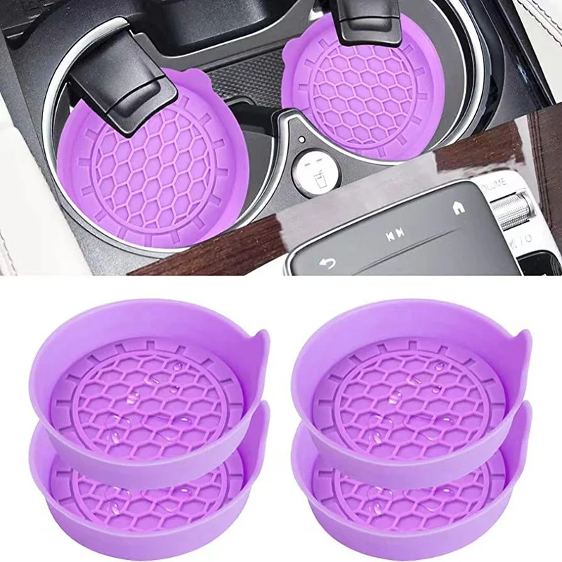 Popular Silicone Car Coaster with Edge Water Cup Slot Cushion for Vehicle Interior Decoration And Protection