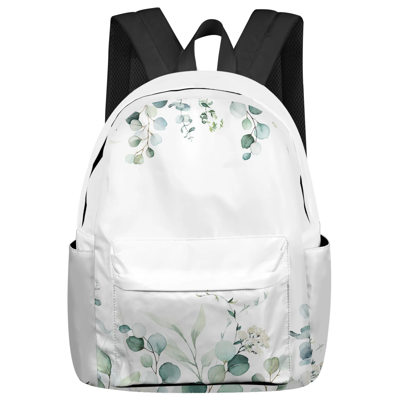 

INS Pastoral Flower Eucalyptus Leaves Student School Bags Laptop Custom Backpack For Men Women Female Travel Mochila