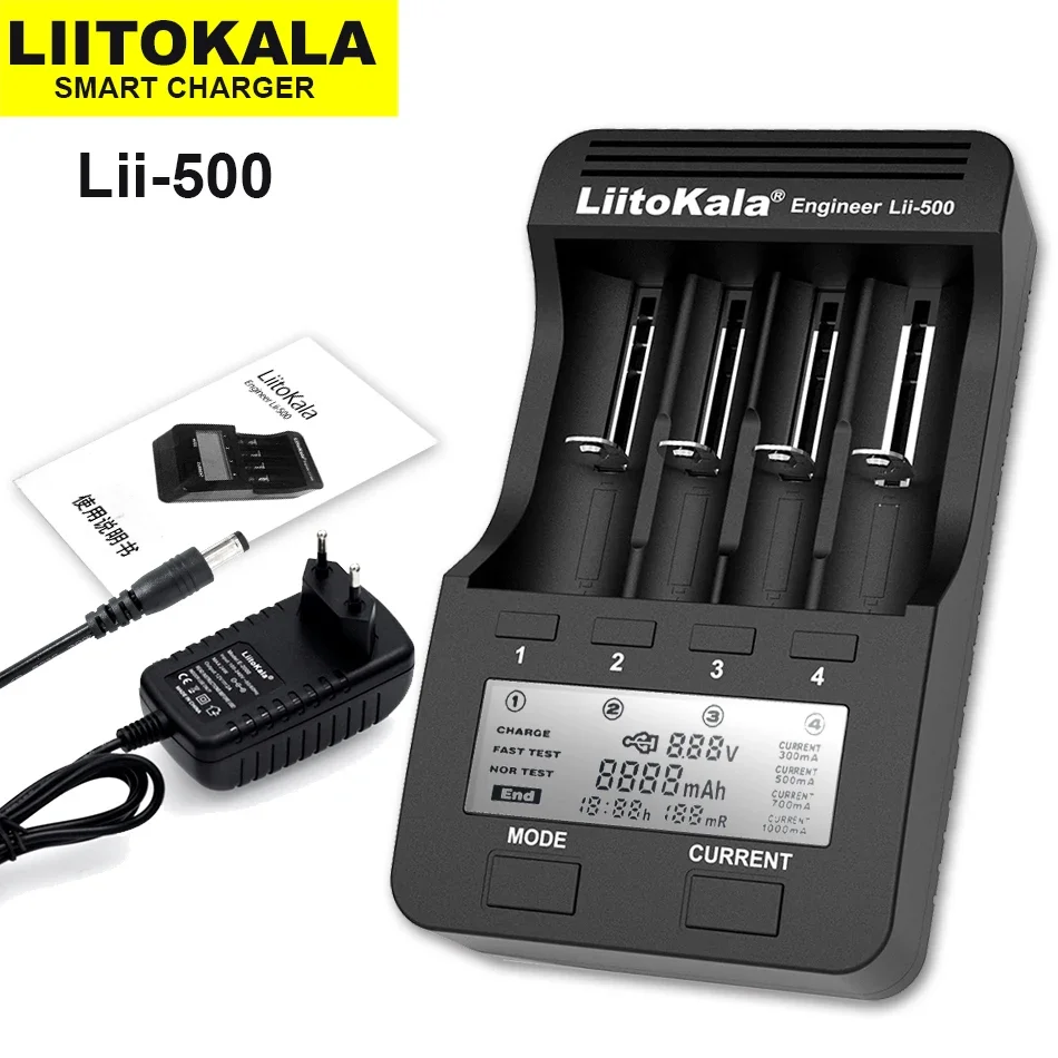Liitokala Lii-500 LCD 3.7V 18650 18350 17500 16340 18500 21700 14500 26650 AA NiMH Lithium Battery Charger Can Test Capacity
