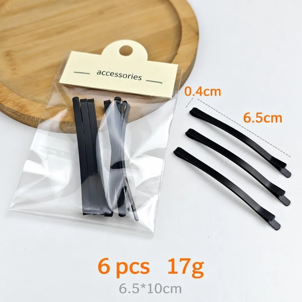 6/12Pcs New Metal Black Hair Clips Arc-shaped Simple BB Clip 6.5/8.5CM Barrette Hair Accessories
