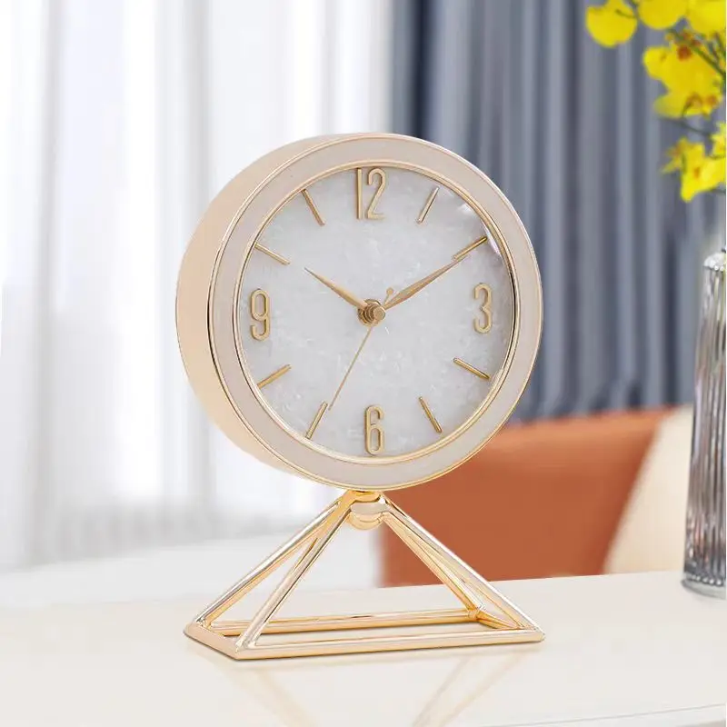 Italian Style Light luxury Modern Minimalist Creative Fashion Living Room Household Metal Silent Desktop Pendulum Desk Clock G