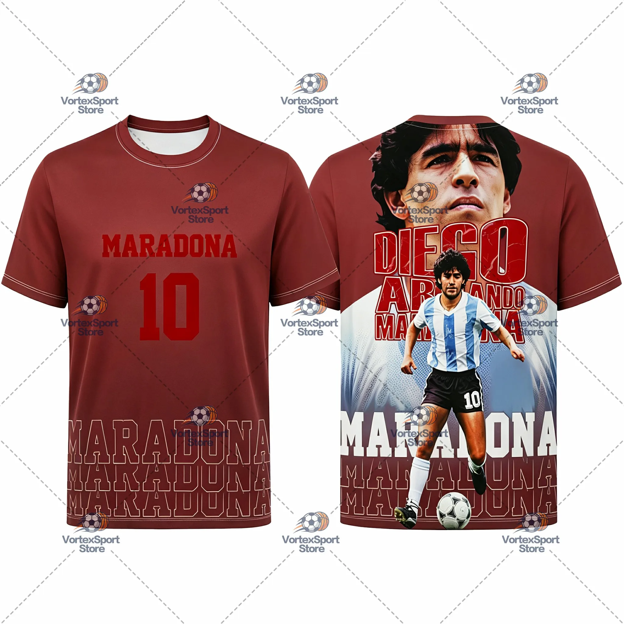 Argentinien Kinder Maradona Nr. 10 Fußball Legendärer Star Schnelltrocknendes T-Shirt Herren Kurzarm O-Ausschnitt Fußball-Trainings-Trikot – Detail 8