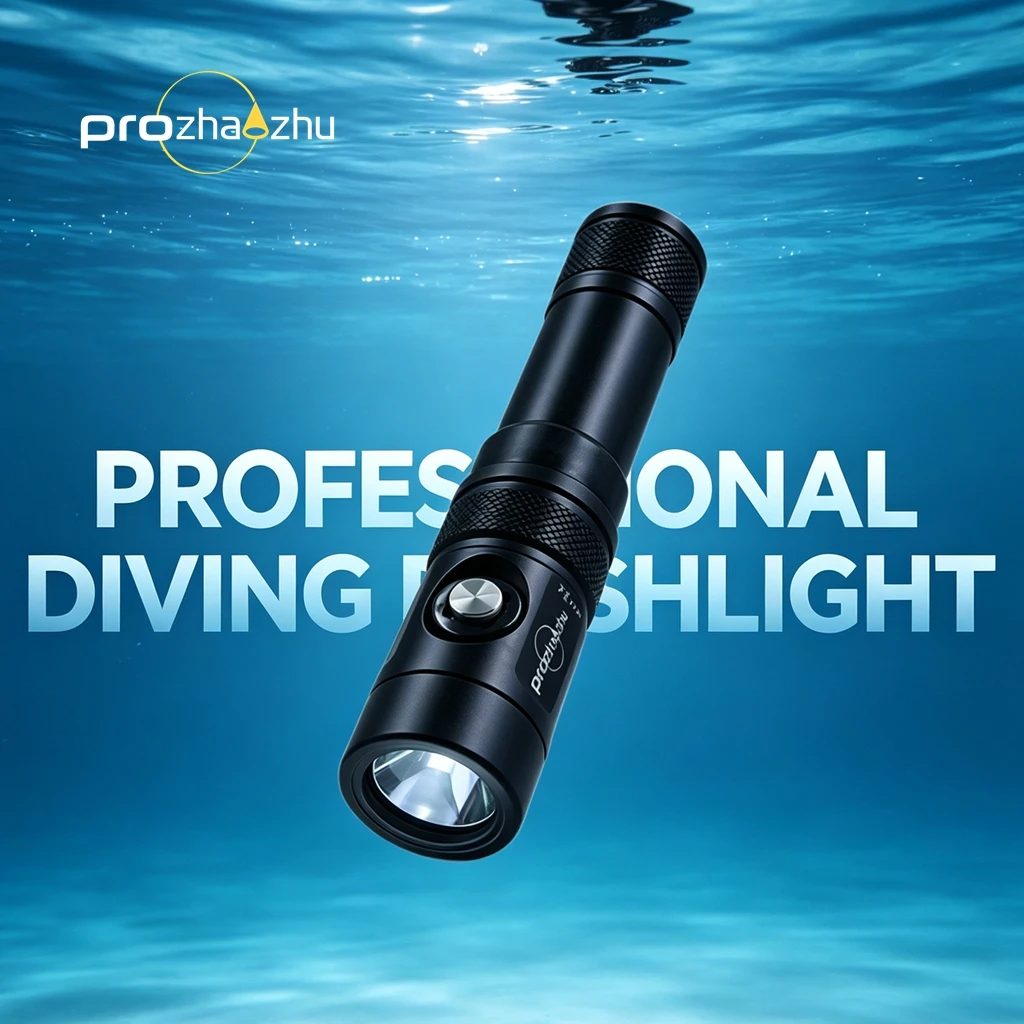 

PROZHAOZHU DL-B50-K Professional Scuba Dive Flashlight IP68 100M Waterproof USB-C Rechargeable 21700 Battery Underwater Torch