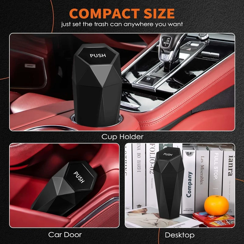 Auto-Mülleimer (mit Deckel), tragbarer Auto-Mülleimer, Auto-Mülleimer, Mini-Mülleimer, auslaufsicherer Fahrzeug-Mülleimer, Autozubehör – Detail 3