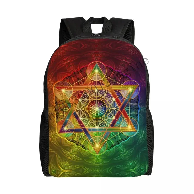 Metatron'S Cube With Merkabah And Flower Of Life Backpacks Men Women Casual Bookbag For College School Sacred Geometry Ba CMM221