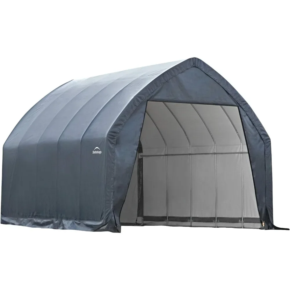 Garage-in-a-Box Portable Outdoor for SUV and Full-Size Trucks, All-Season Car Canopy Carport with Alpine Style Roof