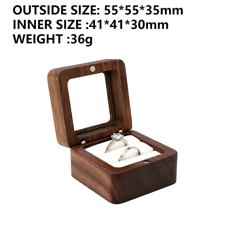 Jewelry Box Walnut Solid Wood Wedding Ring Box Small Jewelry Storage Table Top For Seeking Marriage Diamond Ring