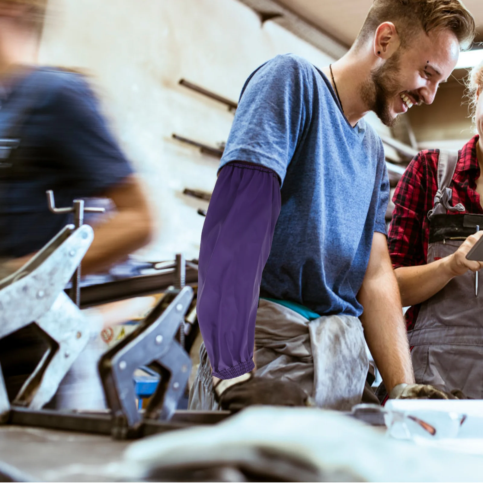 

1 Pair Pu Arm Sleeves Long Splashproof Oil Resistant Protective Oversleeves For Kitchen Cooking Housework Work Garden