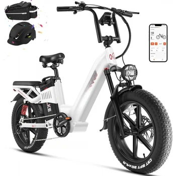 Image Electric bike for adults, 48V 40ah/60ah 1600W/3200W peak dual motor fast long range ebike, 20 inch Fat Tire full suspension Elec