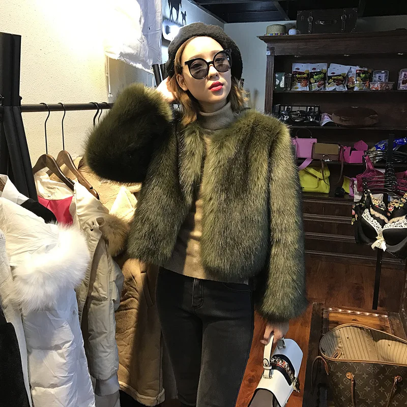 معطف فرو أورث أنيق للنساء مبطن Jaet Slimming Sli النسخة الكورية لخريف وشتاء وصول جديد