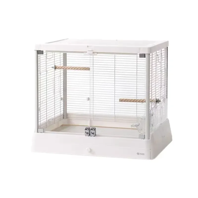 B6047 Transparent Bird Cage Sturdy Stainless Steel Wire Mesh House for Pet Parrot Small Birds Durable Aviary Enclosure Large