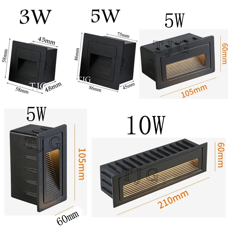LED Wall Lamp Aluminum Stair Light Recessed LED Step Lamp Pathway Wall Corner Lamps AC85-265V Wall Light DC12V 3W 5W 10W